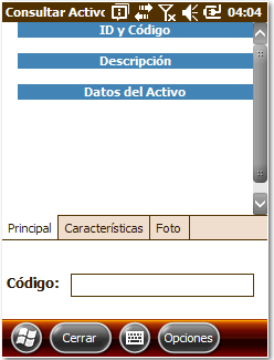 1. Ventana principal de consulta de activos