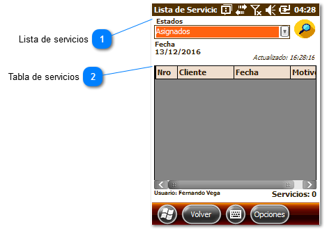 Lista de servicios