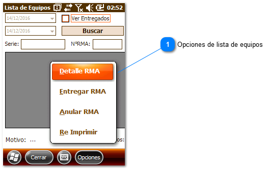 Opciones de rma