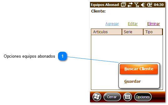 Opciones de servicios abonados