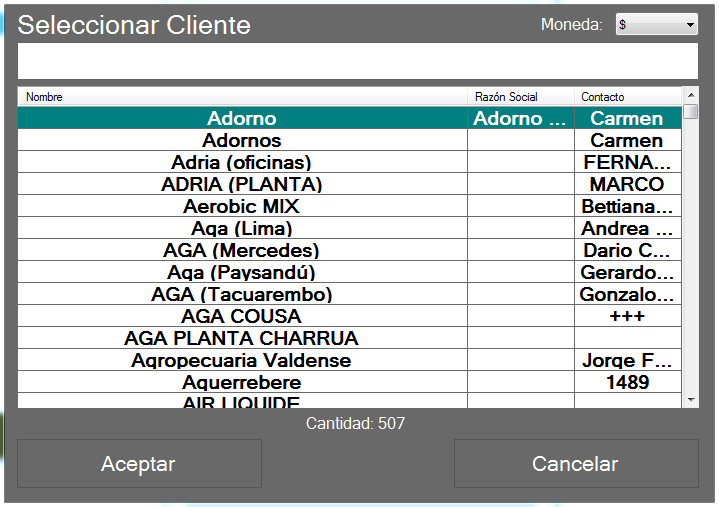 1. Área de clientes
